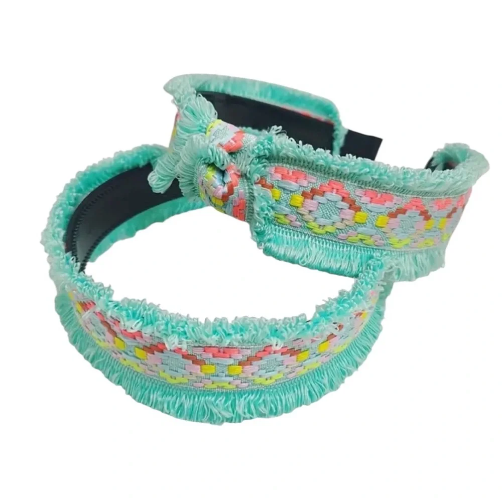 💖 3/$30 💖 Blue Green Boho Patterned Fringe Headband